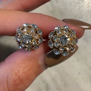 Elegant Gold and Crystal Stud Earrings
